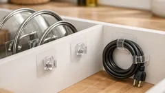 Tres trucos con ganchos adhesivos para ordenar cocina y salón sin taladrar