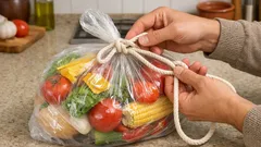 El truco de la cuerda para cerrar una bolsa de plástico demasiado llena sin hacer nudo