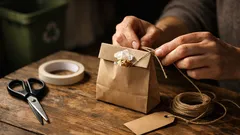 Cómo hacer una bolsa de regalo con un sobre de papel kraft en 4 pasos